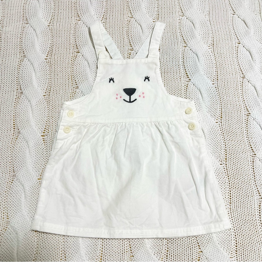 Carter’s Adorable White Dungaree Dress / Cute Animal Face